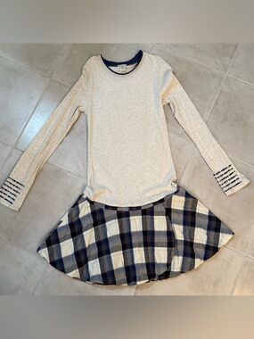Eliana et Lena Grey Blue Plaid Dress Sz 14 NWOT